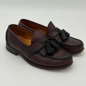 Allen Edmonds Enfield Burgundy Leather Tassel Kiltie Loafers Mens 6.5 EEE USA